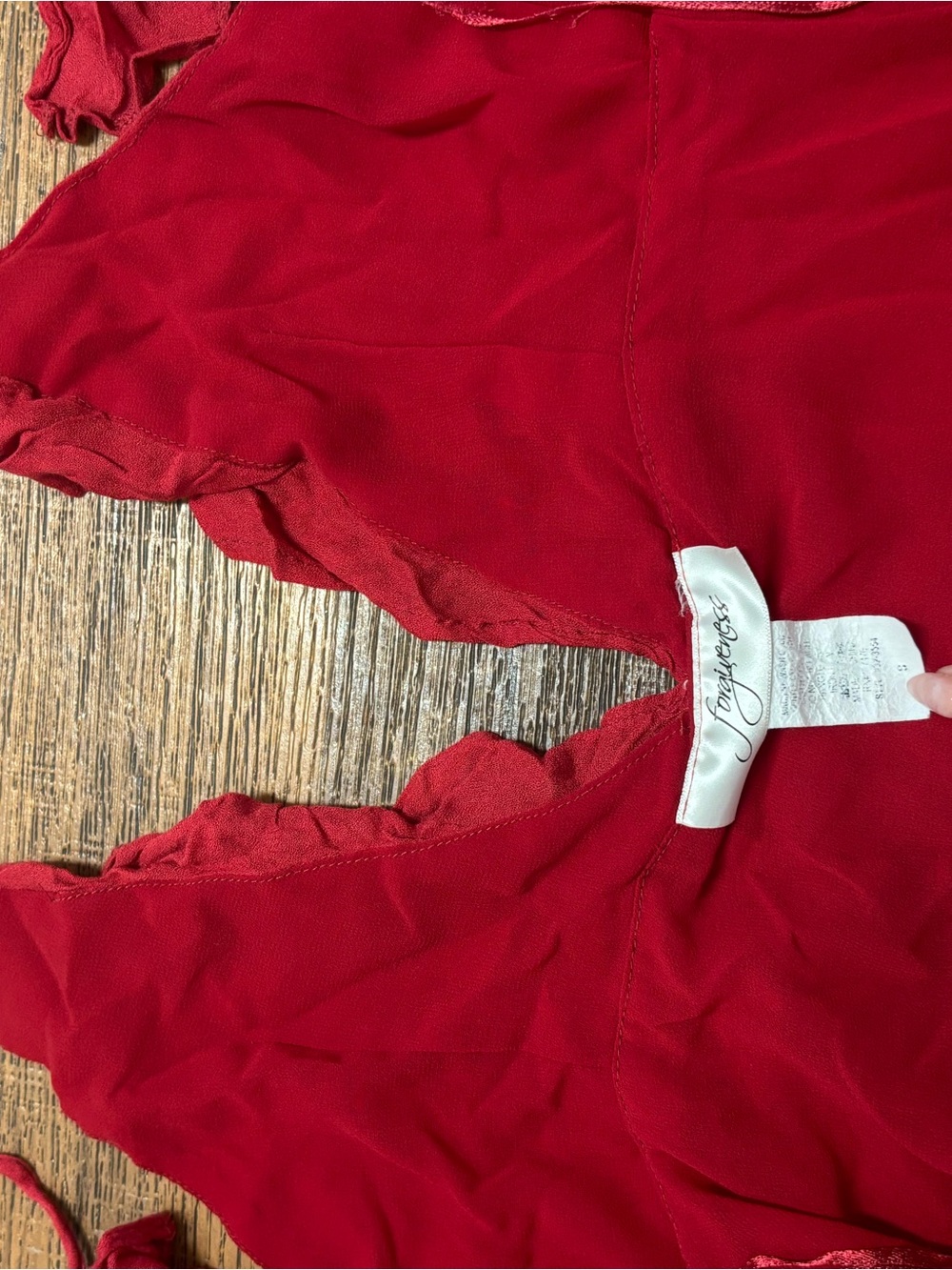 Red Ruffle V-Neck Mini Dress - Picture 5 of 7